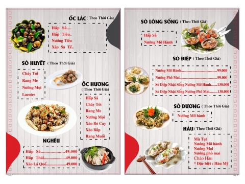 MENU CÁC LOẠI ỐC/SÒ