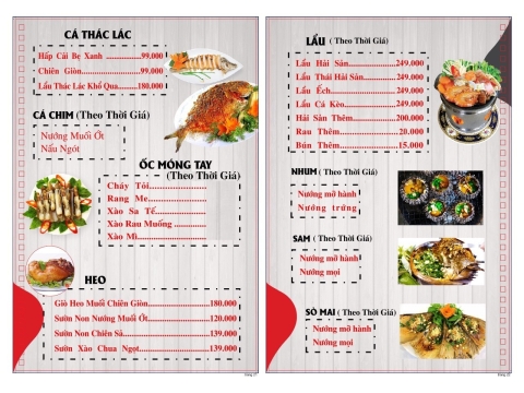 MENU  CÁC MÓN CÁ